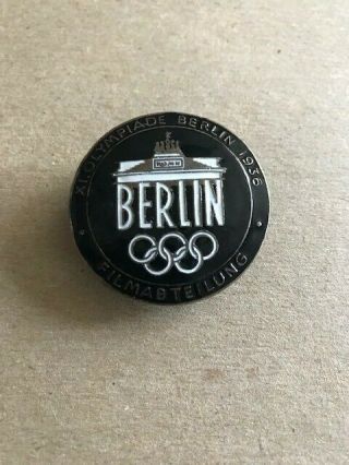 Vintage 1936 Berlin Olympic Games Pin Badge Black Ed.  Rare