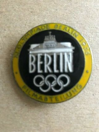 Vintage 1936 Berlin Olympic Games Film Pin Badge Yellow Ed.  Rare