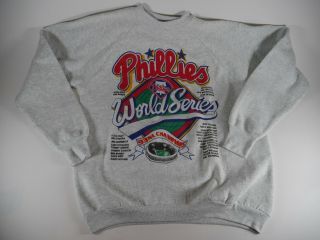 Rare Vtg 1993 Philadelphia Phillies Nl Champions Crew Neck Raglan Sweatshirt L