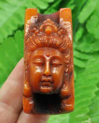 Chinese Ancient Old Bone Carving Hand - Carved Guanyin