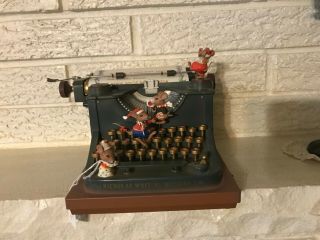 Rare Enesco Music Box - Typewriter With Animated Mice Jolly Old St.  Nicholas