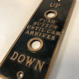Antique Elevator Up/Down brass plaque,  3 brass industrial steam punk signs 3