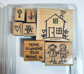 Stampin Up Retired Rare Stamp Set Of 7 Home Is Where The Heart Is - Euc