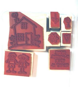 Stampin Up RETIRED RARE Stamp Set of 7 HOME IS WHERE THE HEART IS - EUC 2