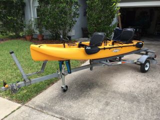 Hobie 2016 Mirage Outfitter Tandem Kayak - Rare Discontinued Papaya Color.