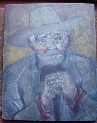 Very Rare French Portrait Sign Painting On Wood Late Xix C.  Size: 45 X 35 Cm.