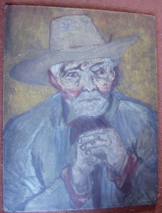 Very Rare French portrait sign painting on wood late XIX c.  size: 45 x 35 cm. 2