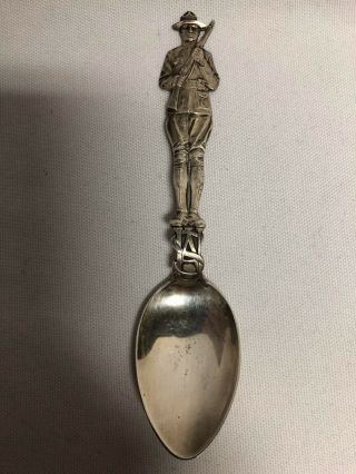 Charles Robbins Sterling Full Figural Wwi Doughboy Soldier Souvenir Spoon 5 3/8 "