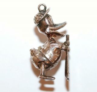 Rare Vintage Donald Duck With Cricket Bat Sterling Silver Charm,  S&l England