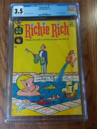 Richie Rich 1 November 1960 Harvey Publications Cgc Graded 3.  5 Ow/w Pages Rare
