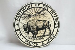 Antique Enamel Tin Sign Us Dept Of Of Interior Buffalo March 3 1849 Wow
