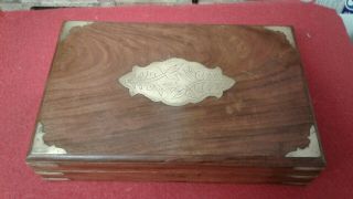 Vintage Wood And Brass Box Vgc 2