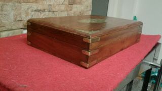 Vintage Wood And Brass Box Vgc 3