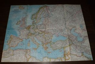 Rare 1962 Wall Map Of Europe Size 19 " X 25 " National Geographic " Teachers "