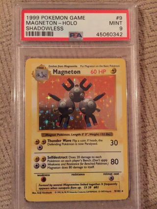Pokémon 1999 Base Set Shadowless 9/102 Magneton Holo Rare Psa 9