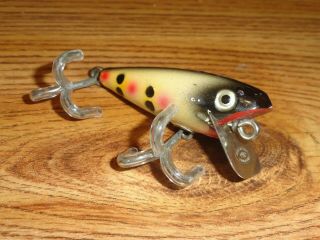 Vintage Fishing Lure Wooden Shakespeare River Pup 6564 Spotted Strawberry C1940