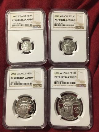 2006 - W Proof Platinum American Eagle 4 Coin Set Ngc Pf - 70 Ultra Cameo Rare