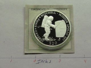 Apollo Xiv 14 Nasa Space Moon Program Liberia 999 Silver Coin Rare Sharp P4