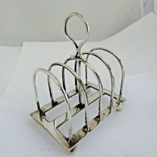 Antique Silver Plate 5 Bar Arched Toast Rack On 4 Ball Feet By William Hutton