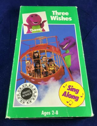Vtg Barney The Dinosaur Three Wishes Vhs Video Tape Sandy Duncan Extremely Rare