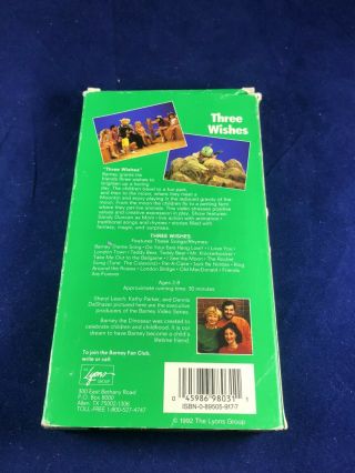 VTG Barney The Dinosaur Three Wishes VHS Video Tape Sandy Duncan Extremely Rare 2