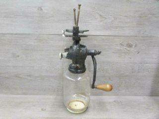 Antique Black Cast Iron Wall Mounted Hand Crank Coffee Grinder With Glass Jar 3