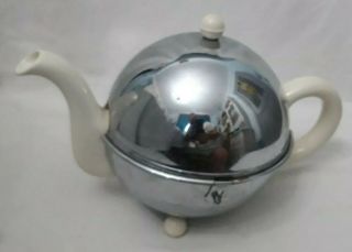 Art Deco Style Vintage Heatmaster Insulated Chromed Teapot.