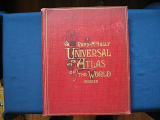 Antique 1898 Rand Mcnally Universal Atlas Of The World Indexed 456 Pages Maps,