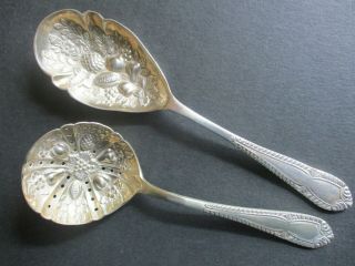 Late 19th/early 20th C Berry Spoons - One A Strainer - Nicely Decorated Epns