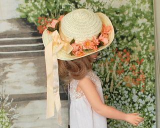 Vintage Doll Flower Hat Peach For Madame Alexander Cissy Or Miss Revlon No Doll