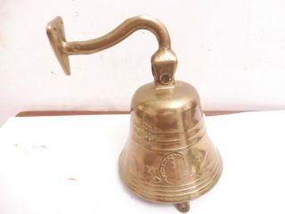 Found Early Vintage Cast Brass Wall Mounted Bell With Clanger