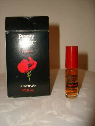 Vintage Very Rare Poppy Musk Carme Splash Perfume 1/5 Fl Oz With Box