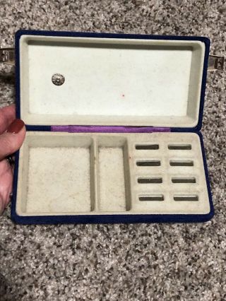 Antique Blue Velvet Jewelry Carrying Case Made In Germany 1900 - 1920