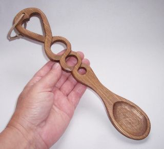 Antique/vintage Wooden Welsh Love Spoon Hand Carved Love Heart & Twist