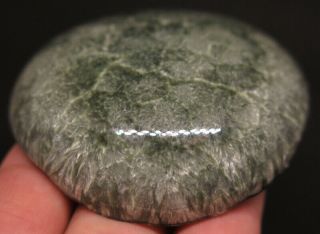 Rare 59mm 3.  1oz Natural Flash Green Seraphinite Crystal Freeform Gem