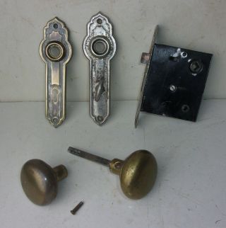 Antique Hardware Bathroom Set Metal Door Knobs Art Deco Backplate Mortise Lock