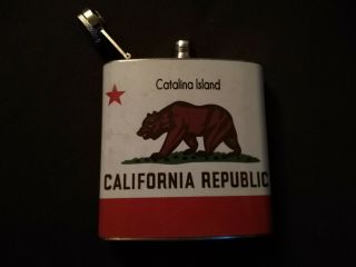 California Republic Catalina Island Stainless Steel Whiskey Drinking Flask Rare