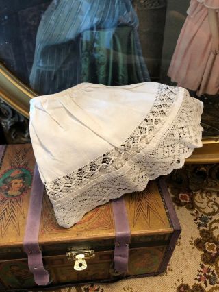 Antique White Cotton Lace Trim Petite Doll Petticoat/slip