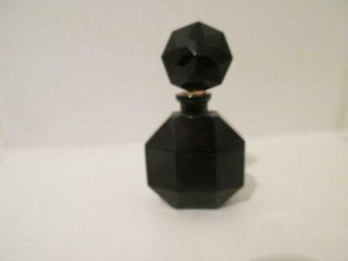 Antique Art Deco C1920 Black Glass Facetted Scent Bottle 6 X 3.  5 Cm Or 2.  5x1.  6 "