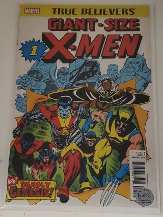 Marvel True Believers Giant Size X - Men 1 Signed By Stan Lee With Rare Comic