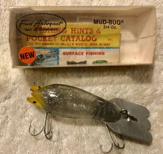 Fishing Lure Fred Arbogast Rare 1st Year Mud Bug Glitter Ghost Tackle Box Bait