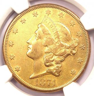 1874 - Cc Liberty Gold Double Eagle $20 - Ngc Au Details - Rare Carson City Coin