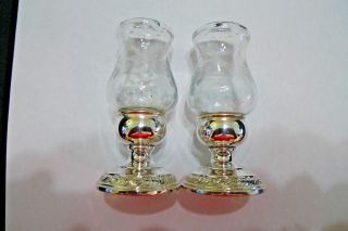 Vintage Sterling Silver And Etched Crystal Salt & Pepper Shakers " Quaker Hurrica