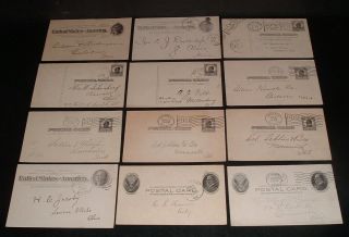 Lqqk 12 Antique Early 1900s U.  S.  Letter Postal Cards,  Oh. ,  Ind. ,  Me. ,  Mo. ,  Iowa