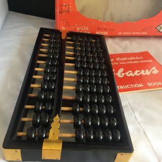 Vintage LOTUS FLOWER BRAND Wood Chinese ABACUS & Instruction Booklet 2