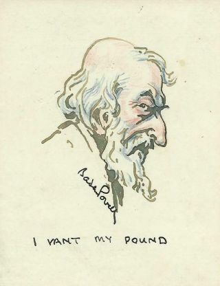 Signed Baden Powell Coloured Sketch " I Want My Pound " Rare Item