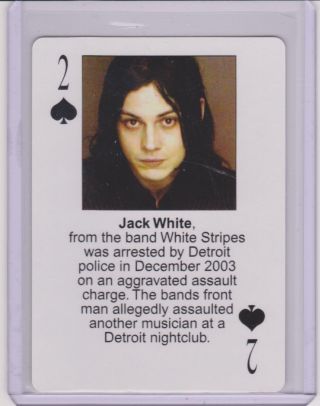 Rare 2003 Starz Behind Barz Jack White Playing Card Mug Shot White Stripes