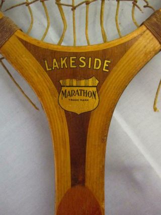 Vtg Lakeside Marathon Wooden Tennis Racquet Cat Gut Strings Rare