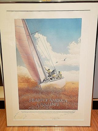1987 Americas Cup Heart Of America Challenge Team Signed Rare Fundraising Poster