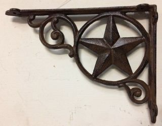 SET OF 4 WESTERN STAR SHELF BRACKET/BRACE,  Antique Rustic Brown patina cast iron 3